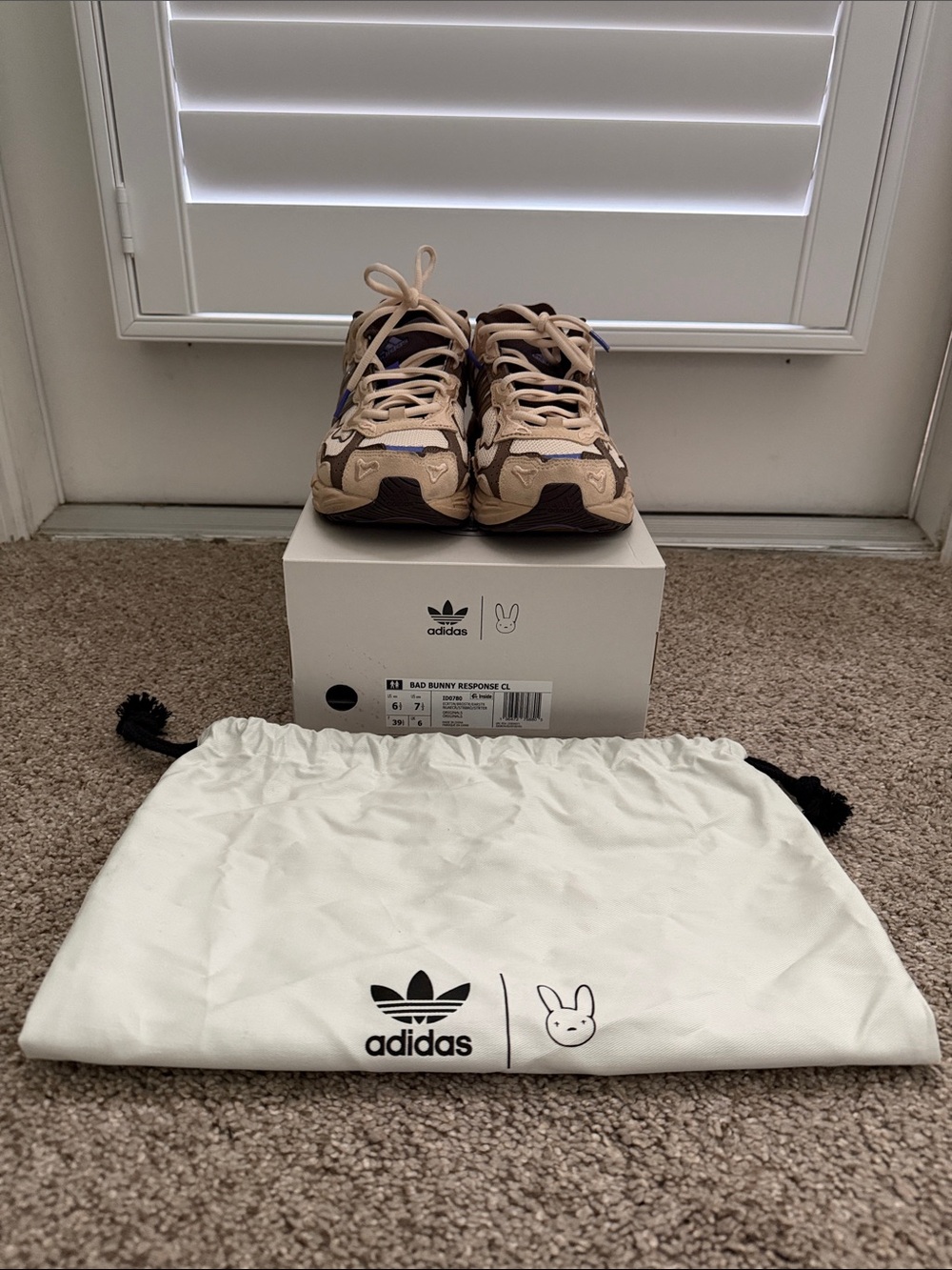 Adidas Bad Bunny Beige and Brown Lace-Up Sneakers - Picture 2 of 5